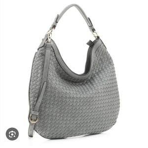 Nora Faux Leather Woven Hobo Bag w/ Short & Long Straps Mauve